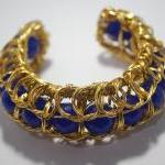 Wire Wrapped Blue Agate Bracelet