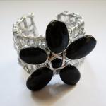 Obsidian Wire Wrapped Flower Bracelet Cuff