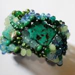 Beaded Cuff Bracelet Made With Tuquoise Gemstones,..
