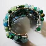 Beaded Cuff Bracelet Made With Tuquoise Gemstones,..