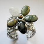 Obsidian, Quartz, Jasper Wire Wrapped Flower..