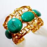 Wire Wrapped Cuff Bracelet Made With Turquoise..