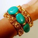 Wire Wrapped Cuff Bracelet Made With Turquoise..